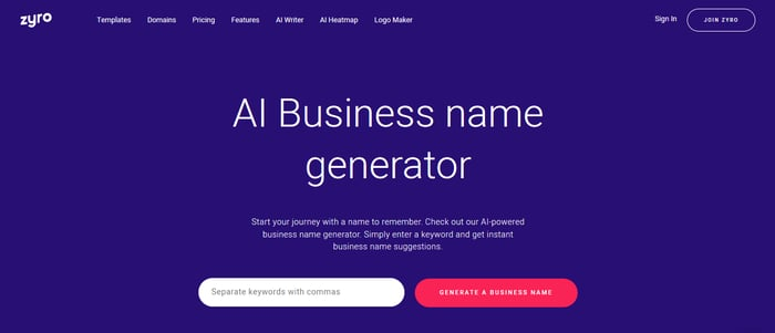 Zyro Business Name Generator