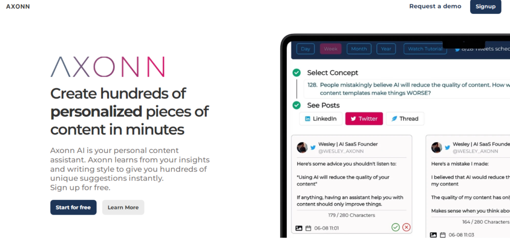 Axonn AI tools for social media marketing