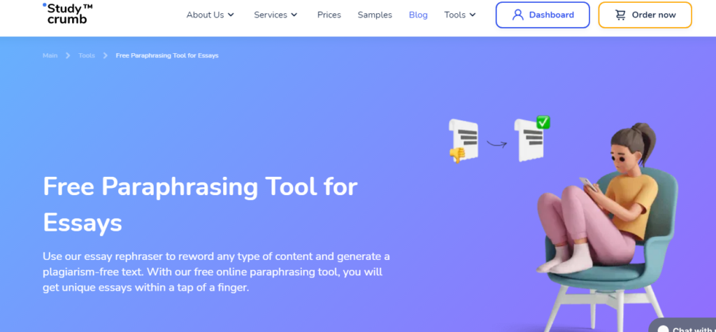 StudyCrumb Paraphraser AI Tools