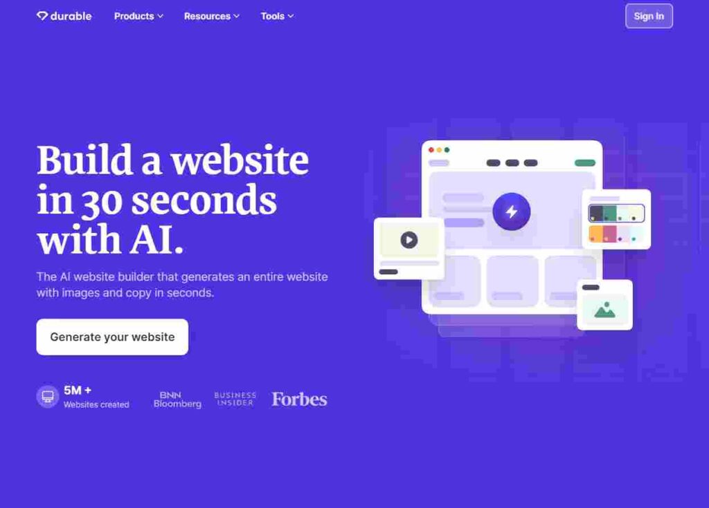 Durable AI Website Builder Tool