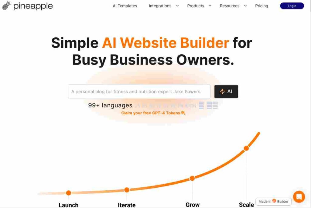 Pineapple AI Website Builder Tool